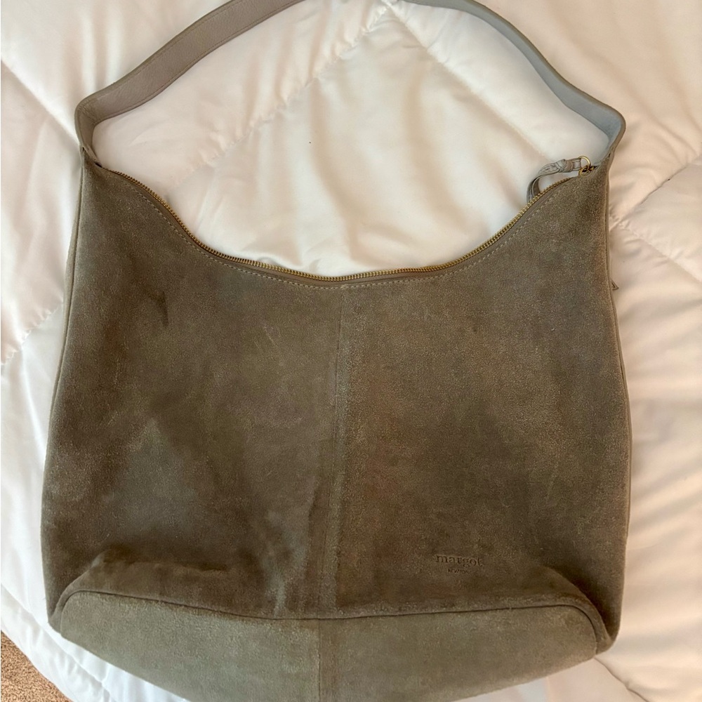Margot Gray Suede Hobo Bag
